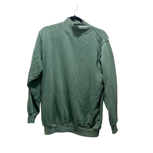 Aerie Sweater Green Cotton Mock Neck Long Sleeve Pullover Sz XS - Picture 1 of 10